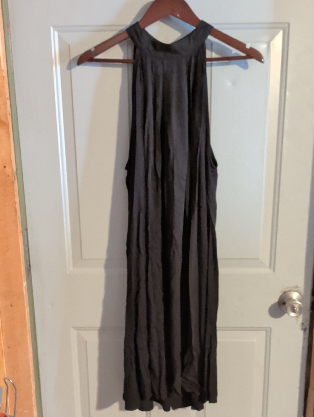 Women's Black Maxi Dress - Sleeveless Halter Style